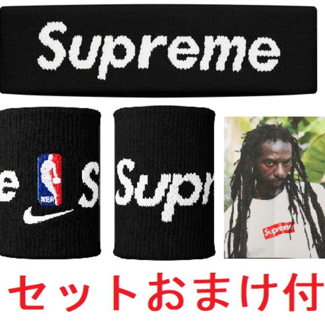 Supreme(シュプリーム)の【セット】Supreme Headband＋Wristbands Black メンズのアクセサリー(バングル/リストバンド)の商品写真