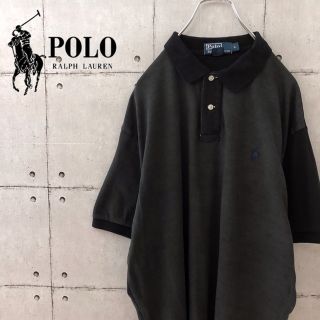 ポロラルフローレン(POLO RALPH LAUREN)の【超レア】90s ステッチ ポロシャツ 黒 アシンメトリー(ポロシャツ)