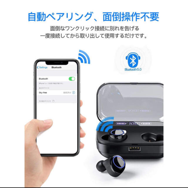 【2020進化版 LEDディスプレイ Bluetooth イヤホン 超大容量】 スマホ/家電/カメラのオーディオ機器(ヘッドフォン/イヤフォン)の商品写真