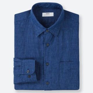 ユニクロ(UNIQLO)の新品★ユニクロ プレミアムリネンシャツ M ブルー★メンズ★新作(シャツ)