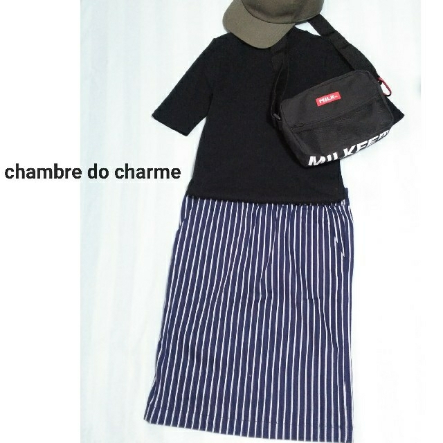 chambre de charme(シャンブルドゥシャーム)のchambre do charme  ストライプ タイトスカート レディースのスカート(ひざ丈スカート)の商品写真