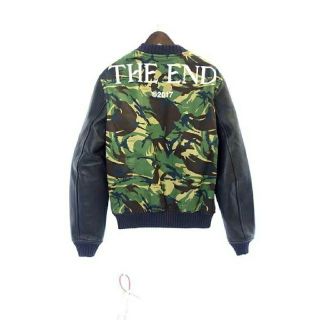 オフホワイト(OFF-WHITE)の（専用）off-white迷彩camoレザー ボンバージャケット オフホワイト(ミリタリージャケット)