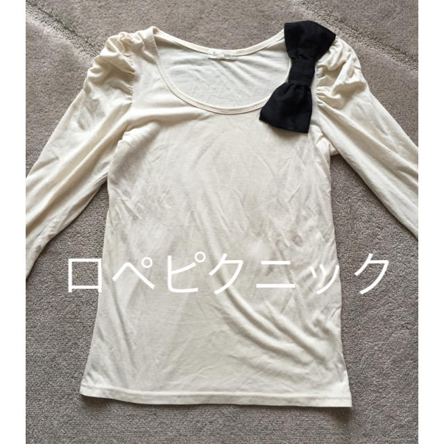 Rope' Picnic(ロペピクニック)のロペピクニック パフスリーブ ロングＴシャツ リボン レディースのトップス(シャツ/ブラウス(長袖/七分))の商品写真