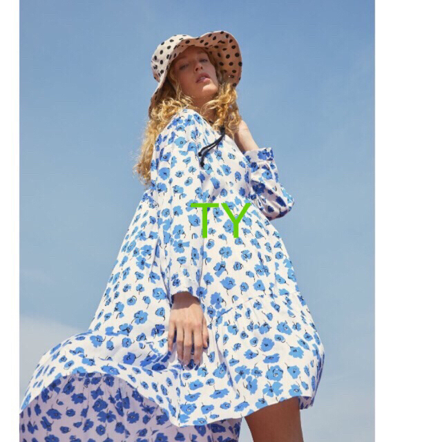 ZARA(ザラ)の完売品 ザラ フワラー柄 ワンピース 白 花柄 フリル シャツ ドレス スカート レディースのワンピース(ロングワンピース/マキシワンピース)の商品写真
