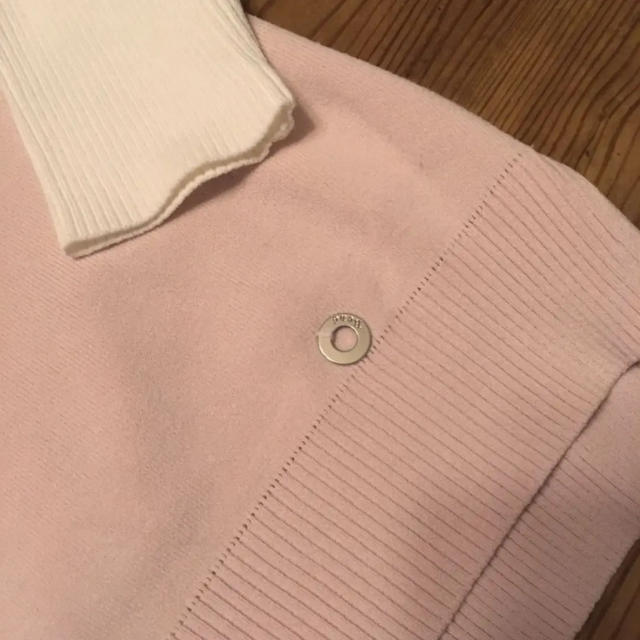 René(ルネ)の白×ピンク七分袖ニット レディースのトップス(ニット/セーター)の商品写真