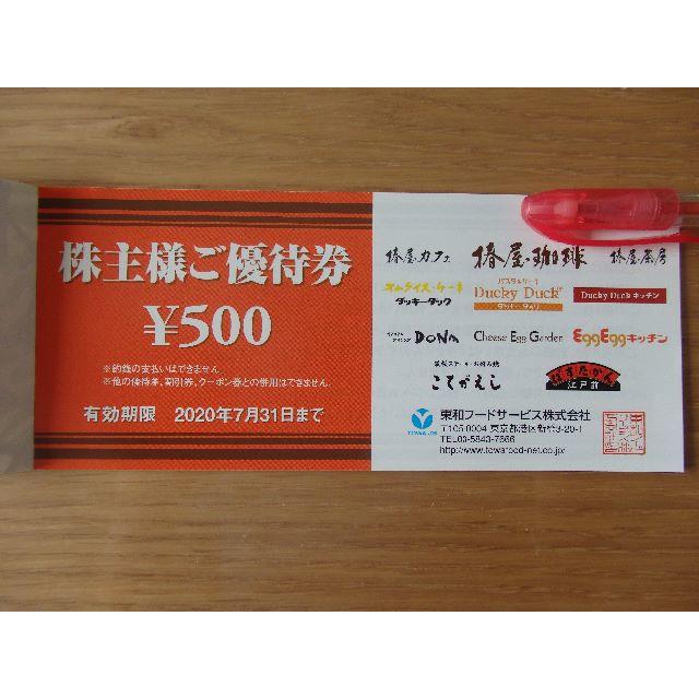 東和フードサービス　株主優待券　3500円分(500円×7枚） チケットの優待券/割引券(レストラン/食事券)の商品写真