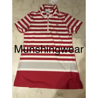 マンシングウェア(Munsingwear)のマンシング 半袖 ピンク ボーダー チュニック丈 レディース M(ウエア)