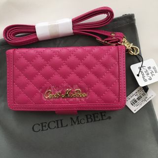 セシルマクビー(CECIL McBEE)の新品 セシルマクビー ショルダー付き ミラー付き iPhoneケース ピンク(iPhoneケース)