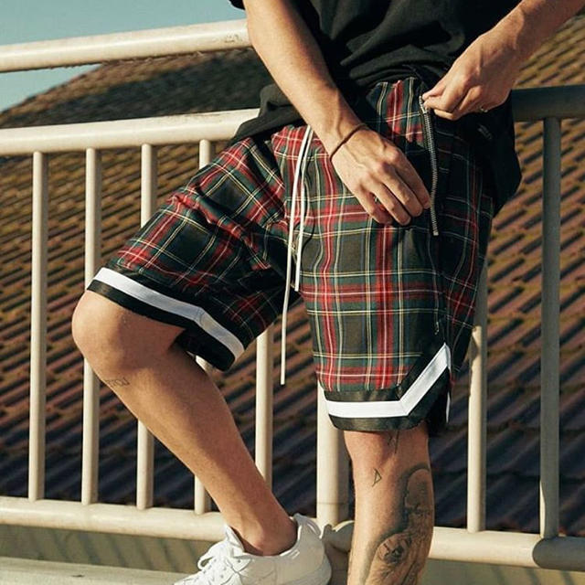 CRYSP DENIM - Tartan check shorts -BLACK