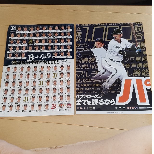 オリックスバファローズ メンバー表 二枚セット スポーツ/アウトドアの野球(応援グッズ)の商品写真