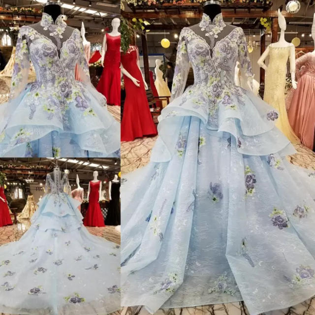 2019年韓国    妊婦でも着れるの豪華な細いテールのウェディングドレス