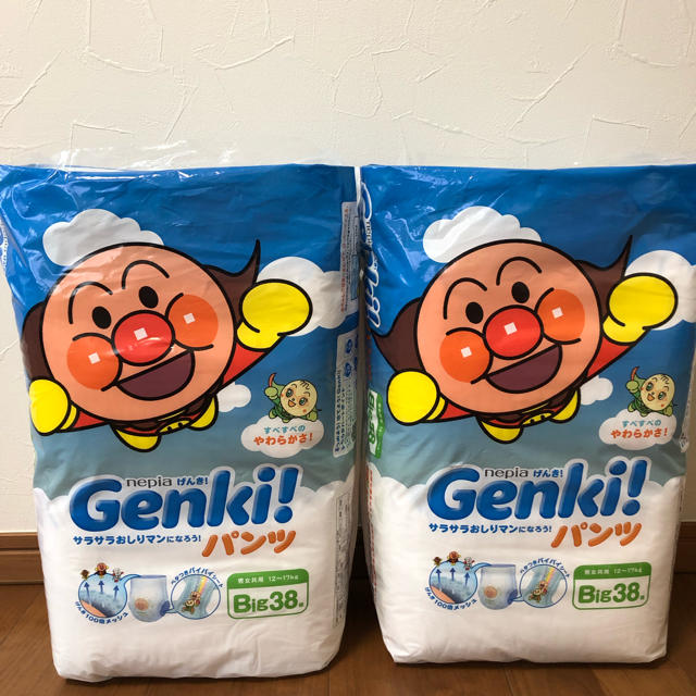 アンパンマン(アンパンマン)のGenki! パンツ Big38枚 男女共用 12〜17kg 2パック キッズ/ベビー/マタニティのおむつ/トイレ用品(ベビー紙おむつ)の商品写真