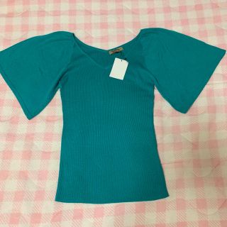 プロポーションボディドレッシング(PROPORTION BODY DRESSING)の新品 PROPORTION 半袖セーター エメラルドグリーン M(ニット/セーター)