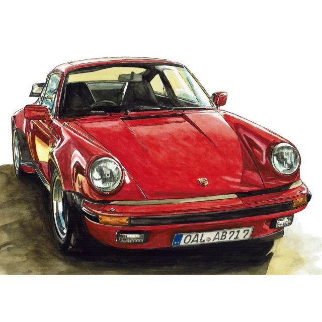 GC-1221ポルシェ911s/930限定版画 直筆サイン額装●作家平右ヱ門美術品/アンティーク