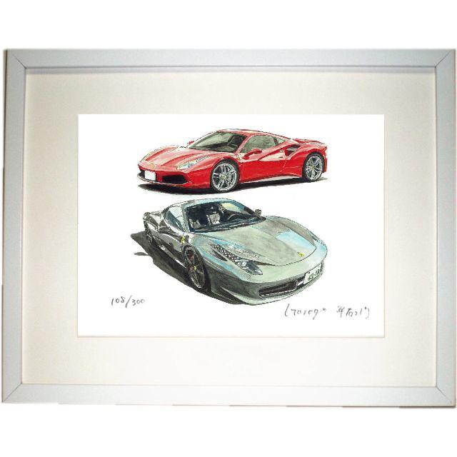 最安 GC-1225フェラーリ488/458限定版画直筆サイン額装○作家平右ヱ門 F1