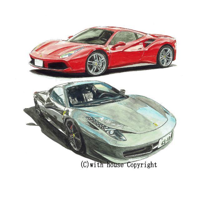 GC-1233フェラーリF355/458限定版画 直筆サイン額装●作家平右ヱ門