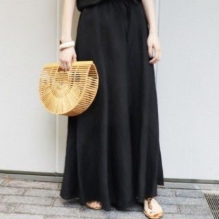 スピックアンドスパン(Spick & Span)のSpick&Span◆レーヨンアサハギフレアスカート/36/リネン/BLK(ロングスカート)