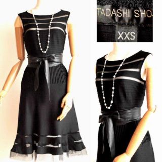 タダシショウジ(TADASHI SHOJI)の【7/8 JUWA様予約済】タダシ ショージ★美スタイル◎フレアーワンピース黒(ひざ丈ワンピース)