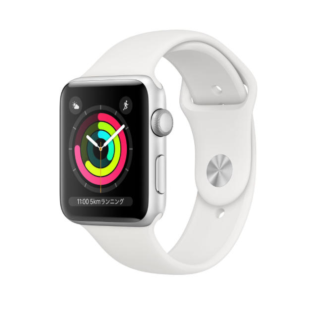 Apple Watch シルバーアルミニウムケースとホワイトスポーツバンド