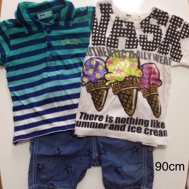 WASK(ワスク)のWASK90cmカットソー2着＆ズボン キッズ/ベビー/マタニティのキッズ服男の子用(90cm~)(Tシャツ/カットソー)の商品写真