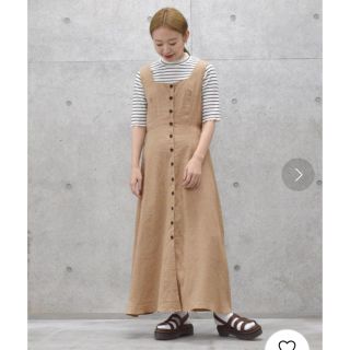 ダブルクローゼット(w closet)の【タグ付新品】麻レーヨン後ろレースアップノースリワンピース(ロングワンピース/マキシワンピース)