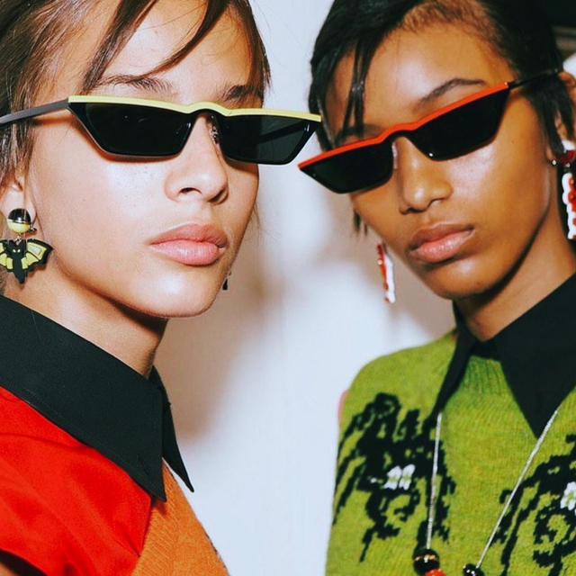GS2-① Cat Eye Sunglasses “EYE LINE”　黄ライン メンズのファッション小物(サングラス/メガネ)の商品写真