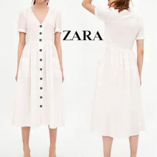 ザラ(ZARA)のZARA Vネック リネンワンピース ロングワンピース (ロングワンピース/マキシワンピース)