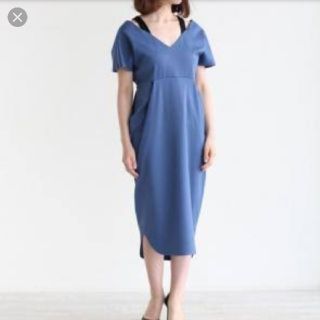 mame マメ　オフショルダー　ワンピース　ドレス　ネイビー　dress