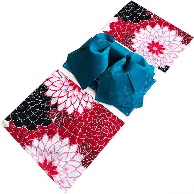 二部式浴衣（セパレート浴衣）日本製作り帯２点set/肌に優しい素材/大輪の丸菊/のサムネイル