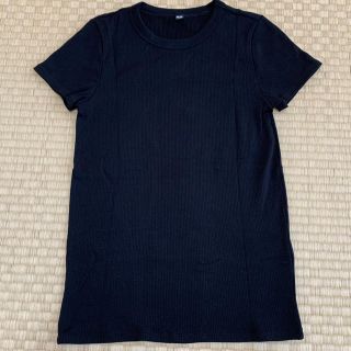 ユニクロ(UNIQLO)のユニクロ/リブTシャツ/ブラック/Lサイズ(Tシャツ(半袖/袖なし))