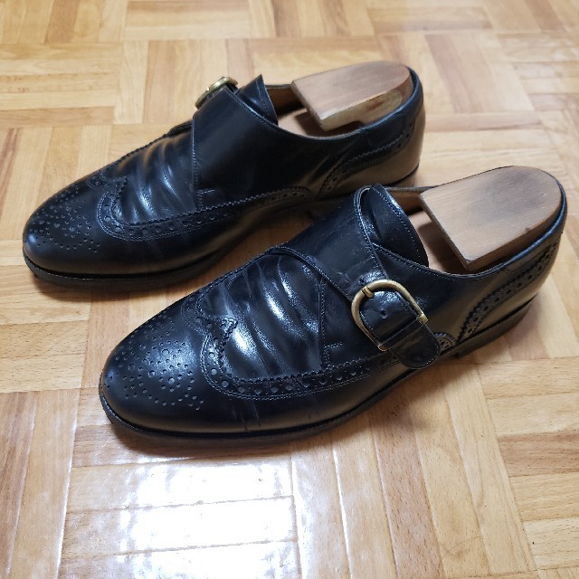 バリー モンクストラップ ウイングチップ カーフレザー ビブラム 革靴