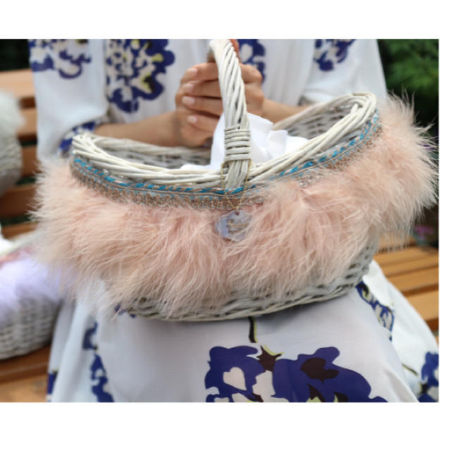 Saha by elliee fluffy BASKET〜Coral Wink〜 レディースのバッグ(かごバッグ/ストローバッグ)の商品写真