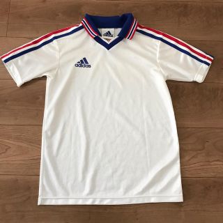 アディダス(adidas)の【美品】adidasアディダス★襟付きＴシャツ／サッカー練習着★ホワイト白150(Tシャツ/カットソー)