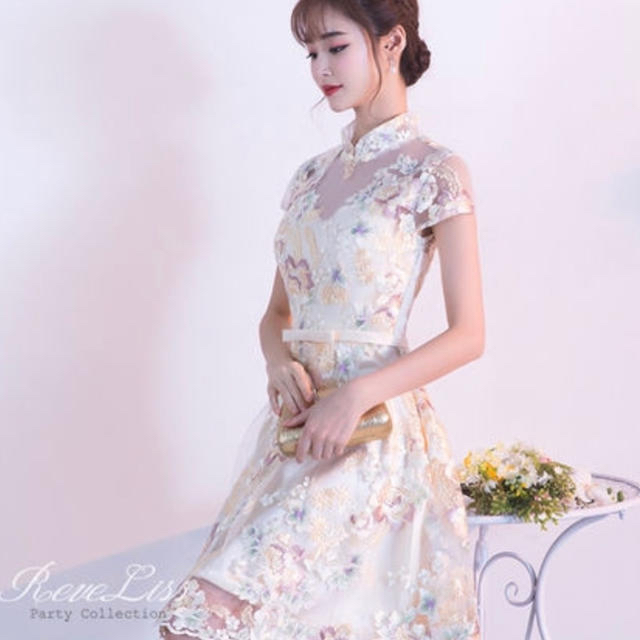 Andy(アンディ)の花柄刺繍ハイネックドレス レディースのフォーマル/ドレス(ミディアムドレス)の商品写真