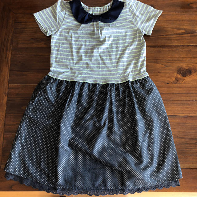 ベルメゾン(ベルメゾン)のGITA COLLECTION ワンピース 140☆リボン ドット ボーダー キッズ/ベビー/マタニティのキッズ服女の子用(90cm~)(ワンピース)の商品写真