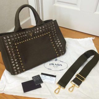 プラダ(PRADA)の美品♡プラダ♡ビジューカナパ(ハンドバッグ)