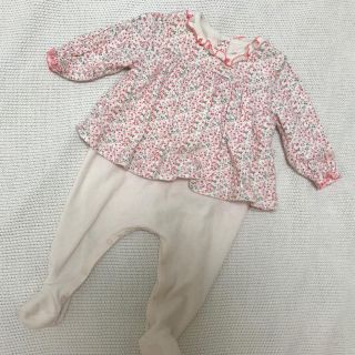 プチバトー(PETIT BATEAU)のプチバトー 小花柄カバーオール 67㎝(カバーオール)