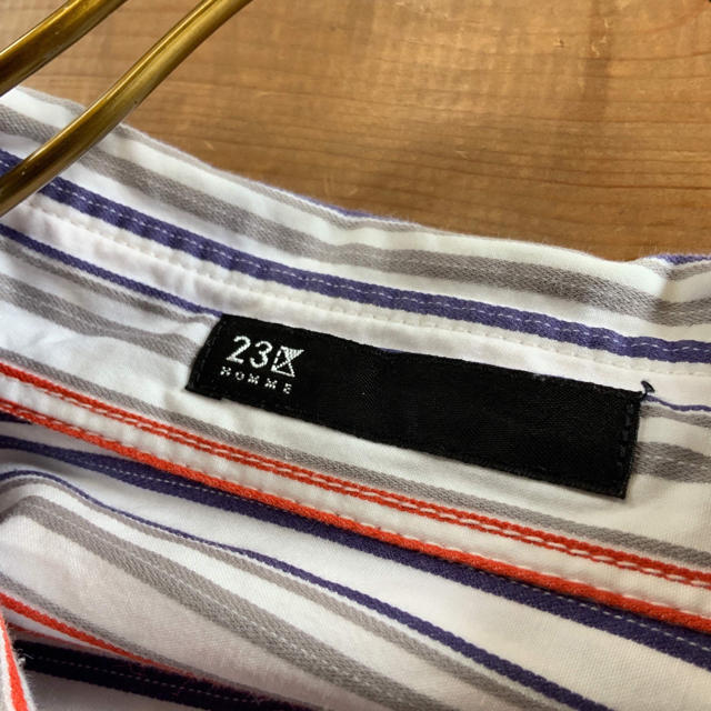 23区(ニジュウサンク)の【美品】23区 HOMME マルチカラー ストライプ デザインシャツ 50 メンズのトップス(シャツ)の商品写真