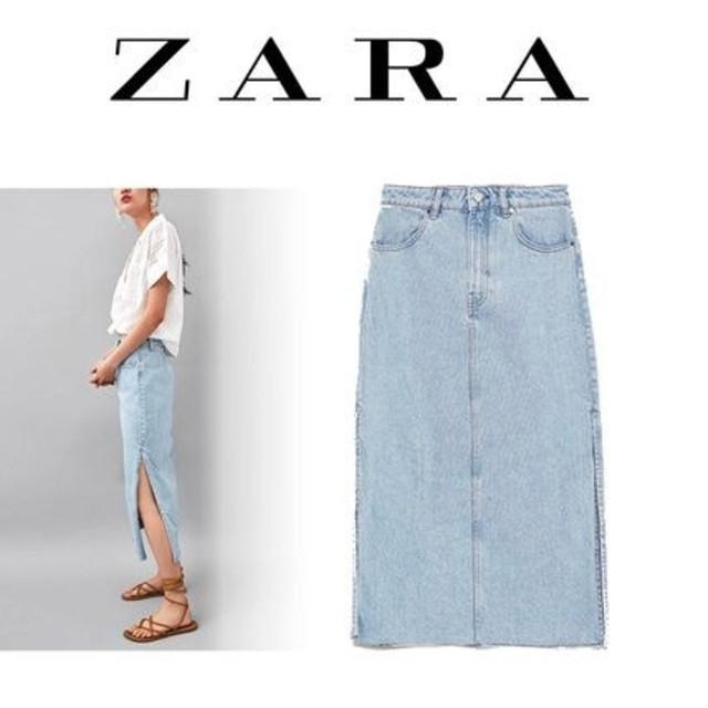 ZARA - サイドスリットデニムスカートの通販 by yuri|ザラなら ZARA - サイドスリットデニムスカートの通販 by yuri|ザラなら