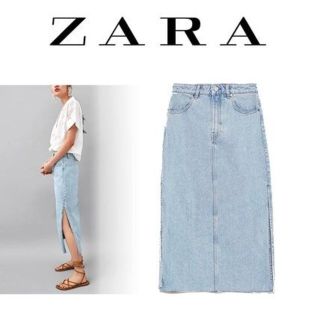 ザラ(ZARA)のサイドスリットデニムスカート(ロングスカート)