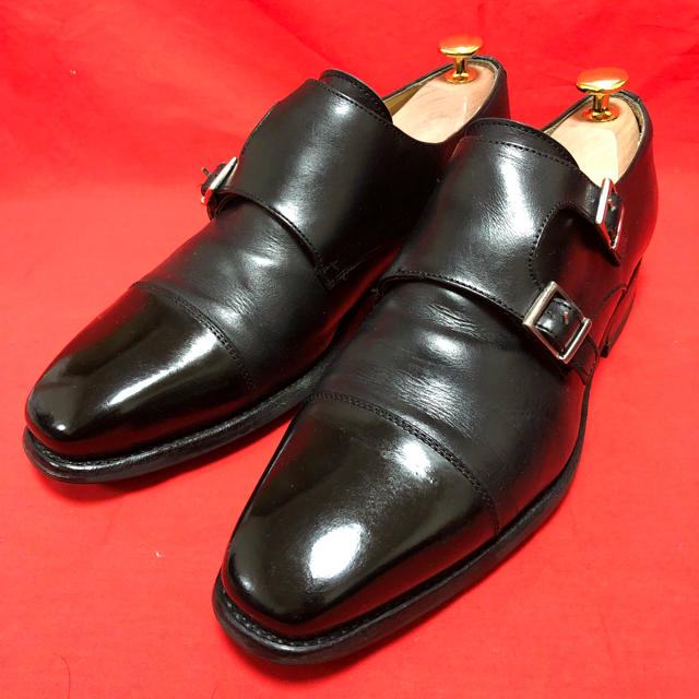 バーウィック ダブルモンク 24.5cm 革靴 ビジネスシューズ ブラック