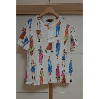 ザラ(ZARA)のZARA ザラ デザイン プリント クルーネック Tシャツ 半袖 トップス A(Tシャツ(半袖/袖なし))