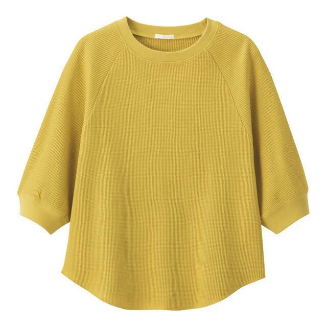 GU(ジーユー)のGU ワッフルラグランスリーブＴ レディースのトップス(Tシャツ(半袖/袖なし))の商品写真