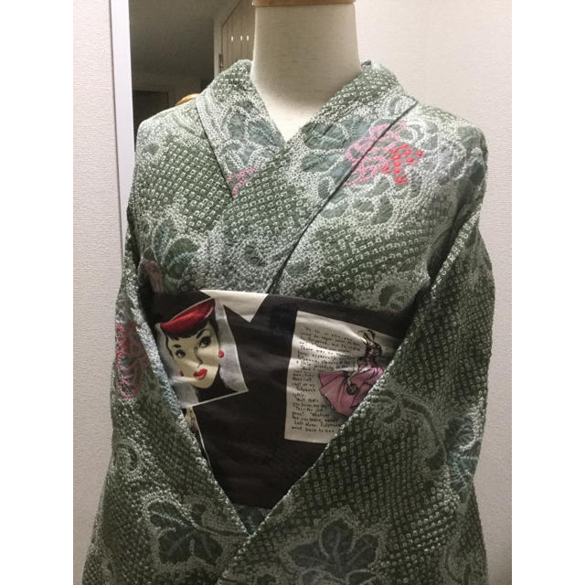 有松鳴海絞り 浴衣 モスグリーン 最高級品-