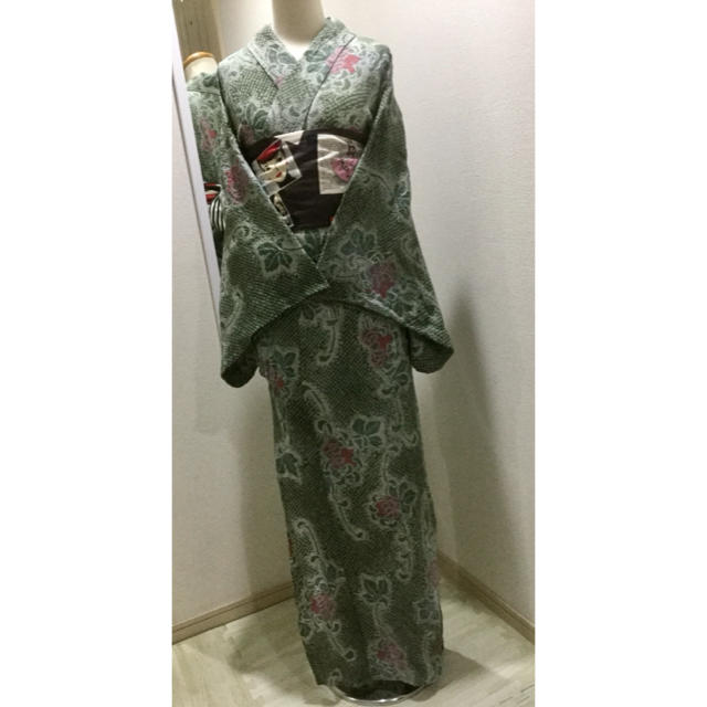 有松鳴海絞り 浴衣 モスグリーン 最高級品-