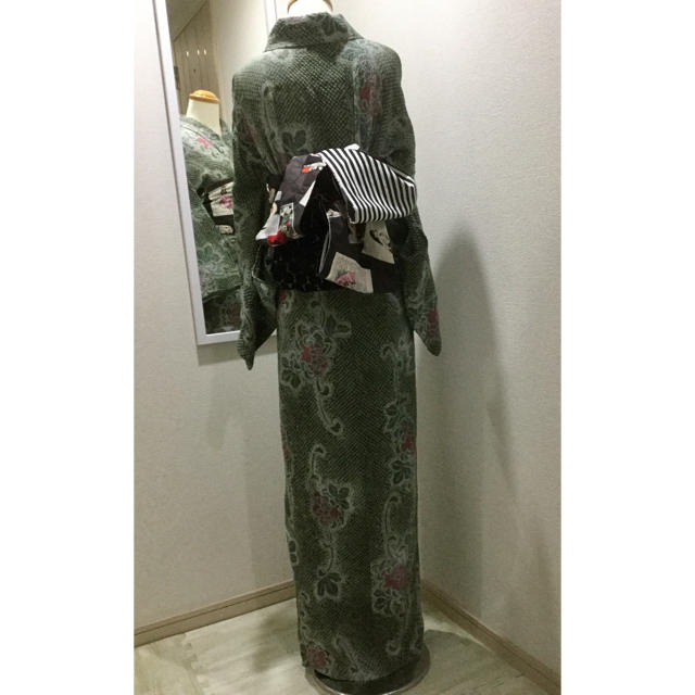 有松鳴海絞り 浴衣 モスグリーン 最高級品 - 浴衣