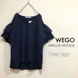 ウィゴー(WEGO)のWEGO⭐️新品⭐️フリル袖カットソー ネイビー(カットソー(半袖/袖なし))