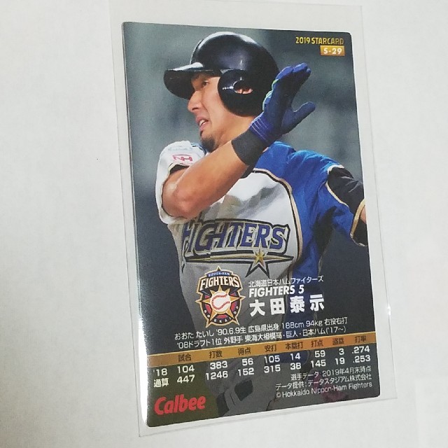 北海道日本ハムファイターズ(ホッカイドウニホンハムファイターズ)のプロ野球チップス　大田　泰示 エンタメ/ホビーのタレントグッズ(スポーツ選手)の商品写真