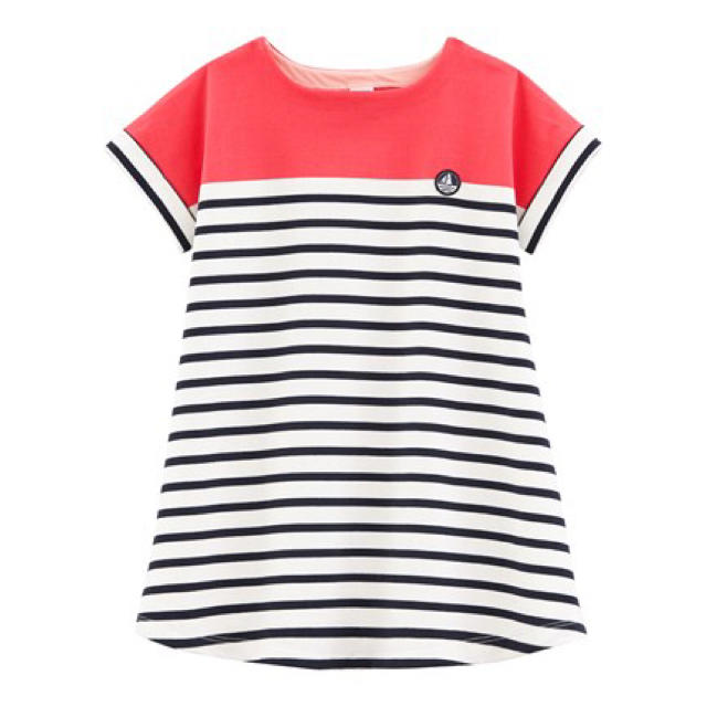 PETIT BATEAU(プチバトー)のもか☆様専用♡4ans プチバトー カラーブロックマリニエールワンピース キッズ/ベビー/マタニティのキッズ服女の子用(90cm~)(ワンピース)の商品写真