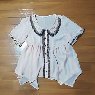 アクシーズファム(axes femme)の美品　アクシーズ　シースルー　レース　アシンメトリー　Mサイズ(カットソー(半袖/袖なし))